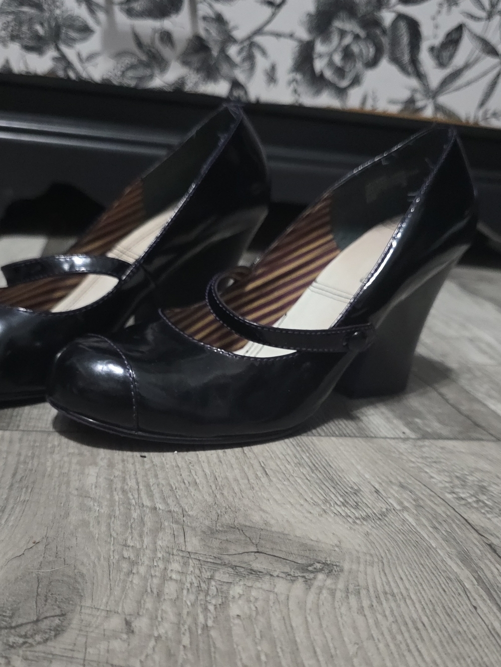 Classic Black Patent Mary Jane Block Heels